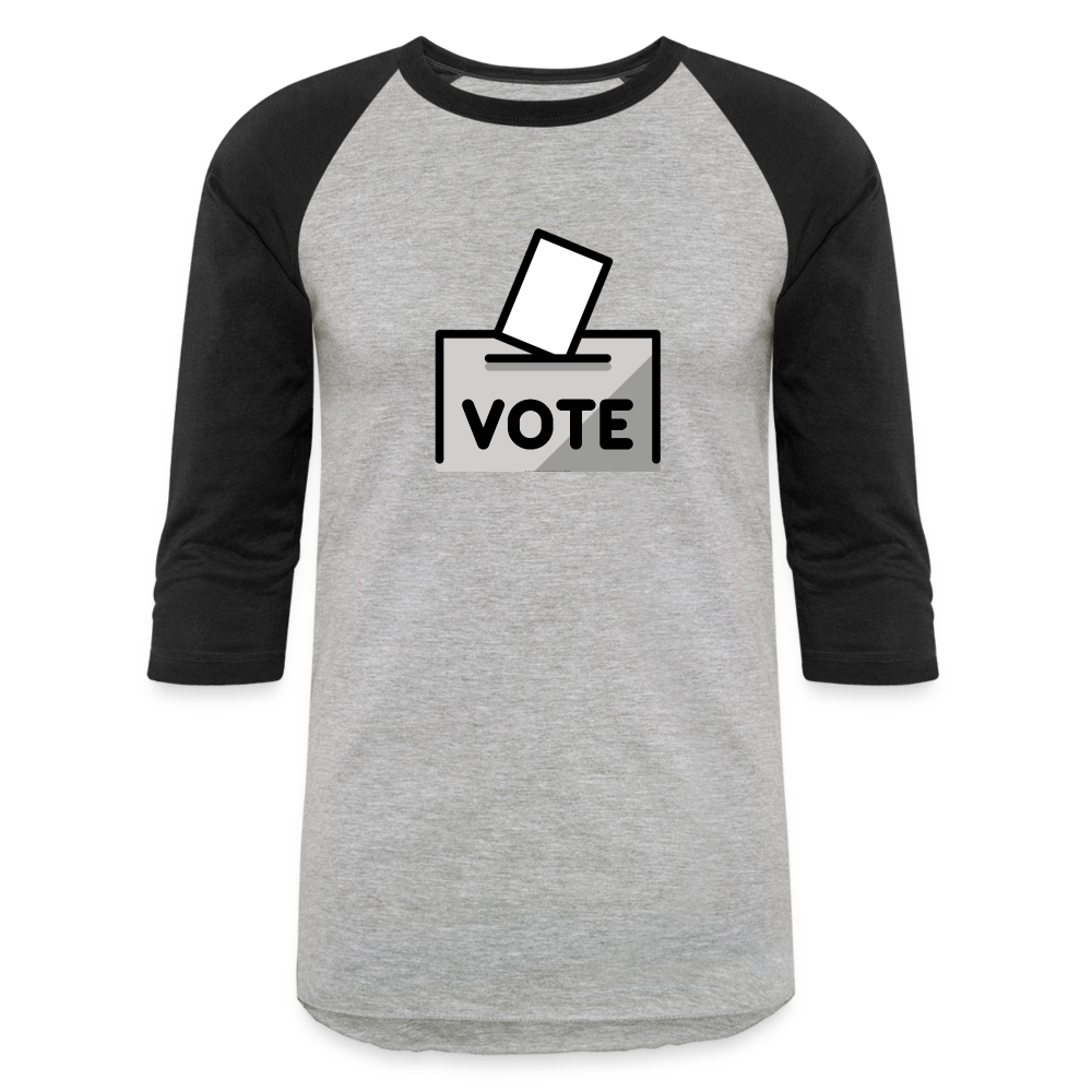 Customizable Ballot Moji with Vote Text Emoji Expression Unisex Baseball T-Shirt  - Emoji.Express - heather gray/black