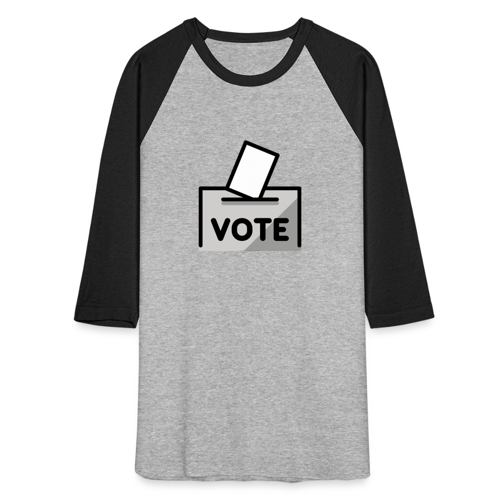 Customizable Ballot Moji with Vote Text Emoji Expression Unisex Baseball T-Shirt  - Emoji.Express - heather gray/black