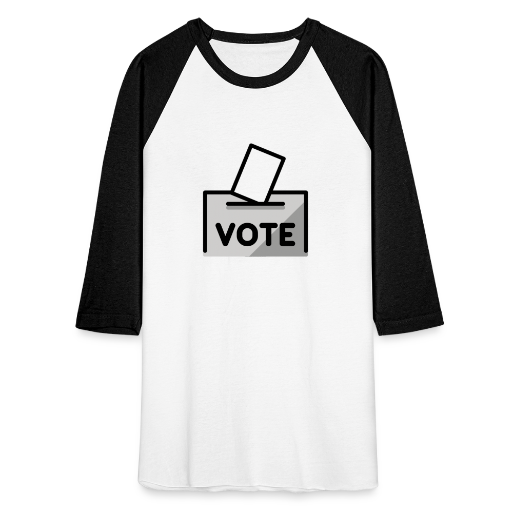 Customizable Ballot Moji with Vote Text Emoji Expression Unisex Baseball T-Shirt  - Emoji.Express - white/black