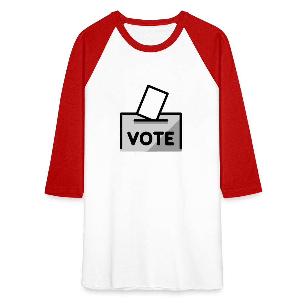 Customizable Ballot Moji with Vote Text Emoji Expression Unisex Baseball T-Shirt  - Emoji.Express - white/red