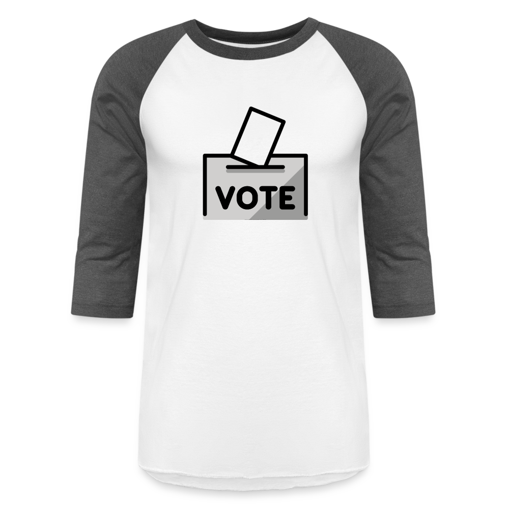 Customizable Ballot Moji with Vote Text Emoji Expression Unisex Baseball T-Shirt  - Emoji.Express - white/charcoal