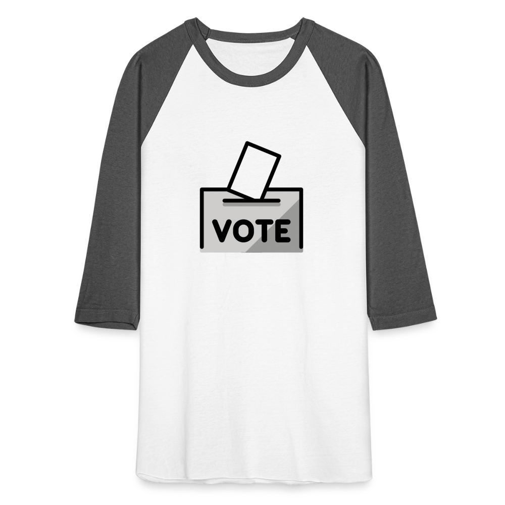 Customizable Ballot Moji with Vote Text Emoji Expression Unisex Baseball T-Shirt  - Emoji.Express - white/charcoal