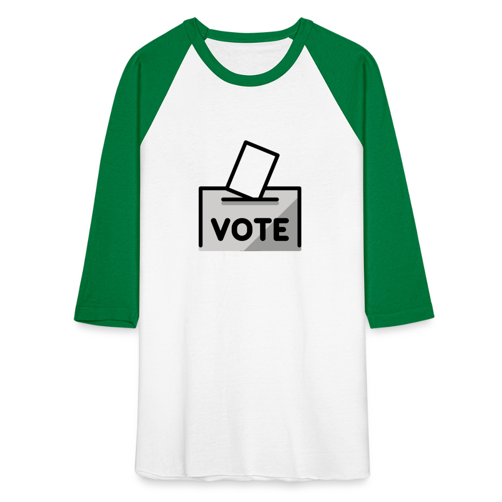 Customizable Ballot Moji with Vote Text Emoji Expression Unisex Baseball T-Shirt  - Emoji.Express - white/kelly green