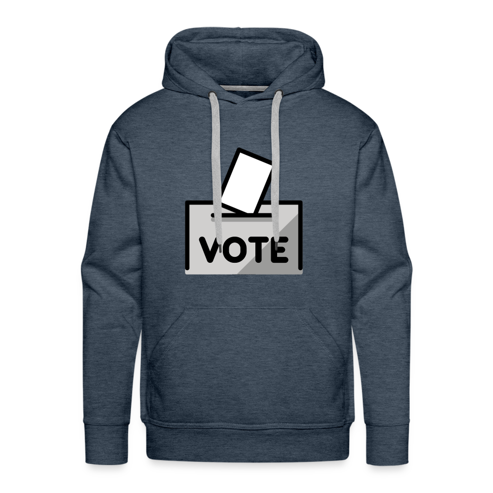 Customizable Ballot Moji with Vote Text Emoji Expression Men’s Premium Hoodie - Emoji.Express - heather denim