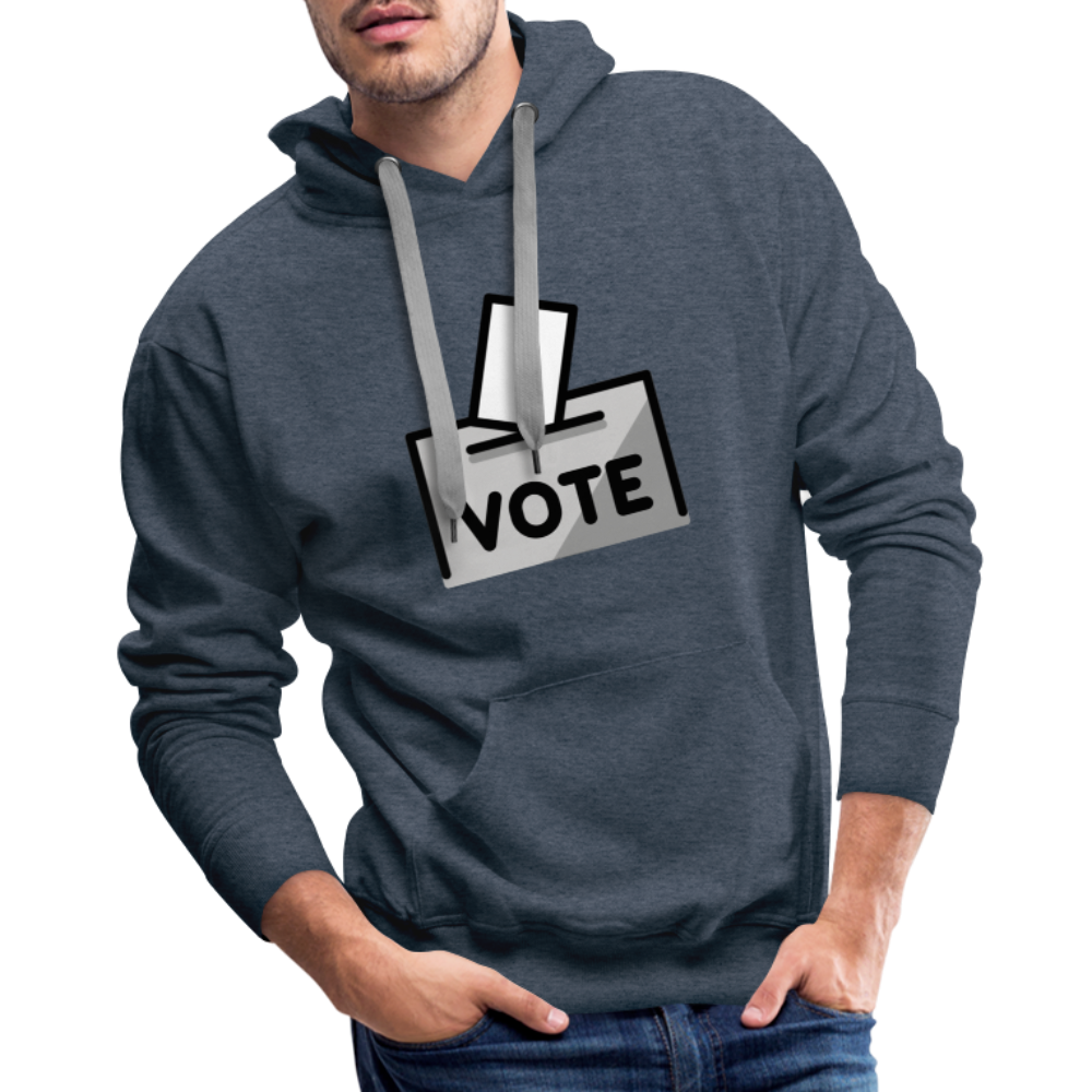 Customizable Ballot Moji with Vote Text Emoji Expression Men’s Premium Hoodie - Emoji.Express - heather denim