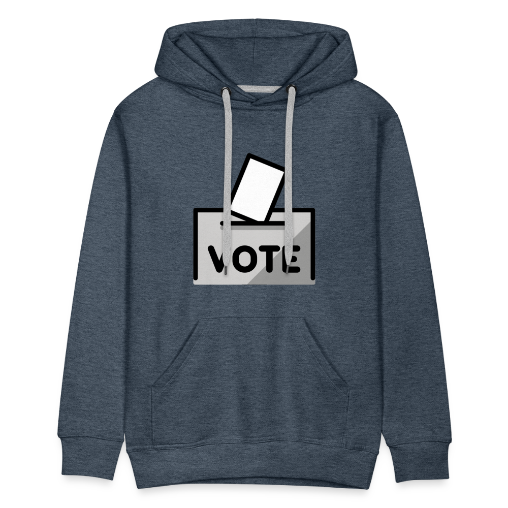 Customizable Ballot Moji with Vote Text Emoji Expression Men’s Premium Hoodie - Emoji.Express - heather denim