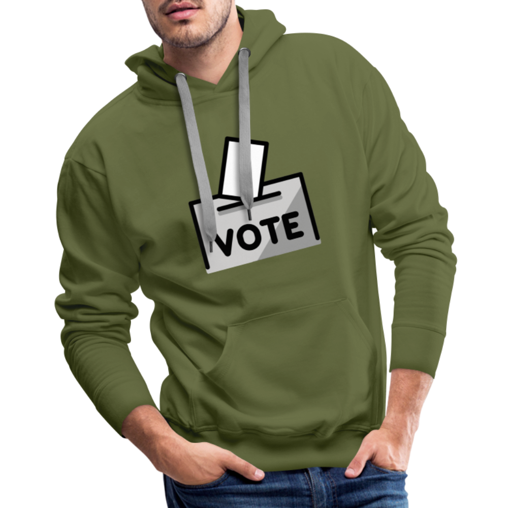 Customizable Ballot Moji with Vote Text Emoji Expression Men’s Premium Hoodie - Emoji.Express - olive green