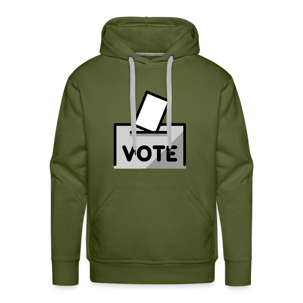 Customizable Ballot Moji with Vote Text Emoji Expression Men’s Premium Hoodie - Emoji.Express - olive green