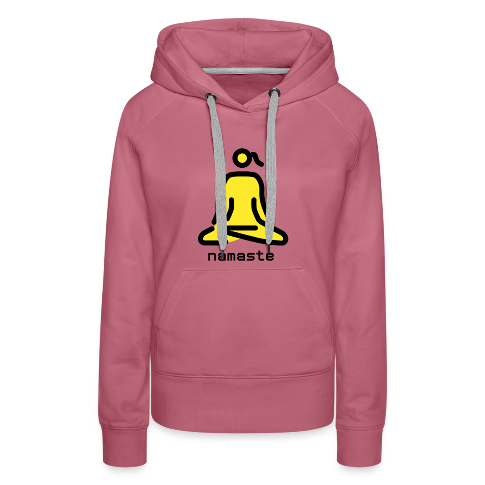 Customizable Woman in Lotus Position Moji + Namaste Text Women’s Cut Premium Hoodie  - Emoji.Express - mauve