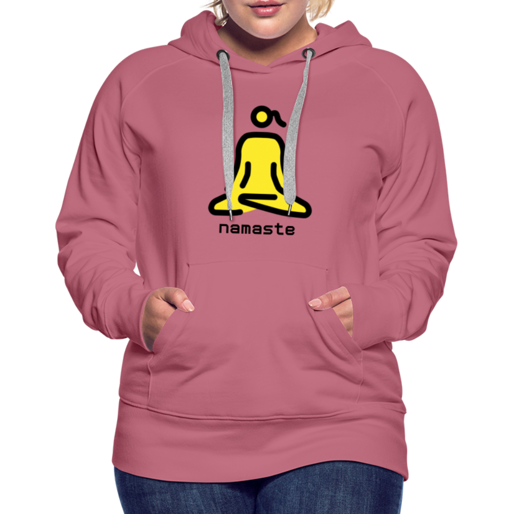 Customizable Woman in Lotus Position Moji + Namaste Text Women’s Cut Premium Hoodie  - Emoji.Express - mauve
