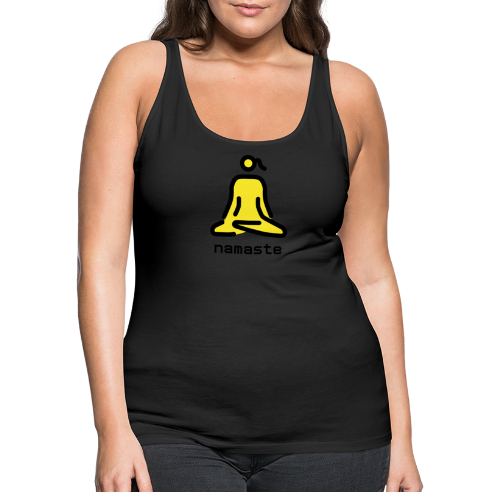 Customizable Woman in Lotus Position Moji + Namaste Text Women’s Cut Premium Tank Top - Emoji.Express - black