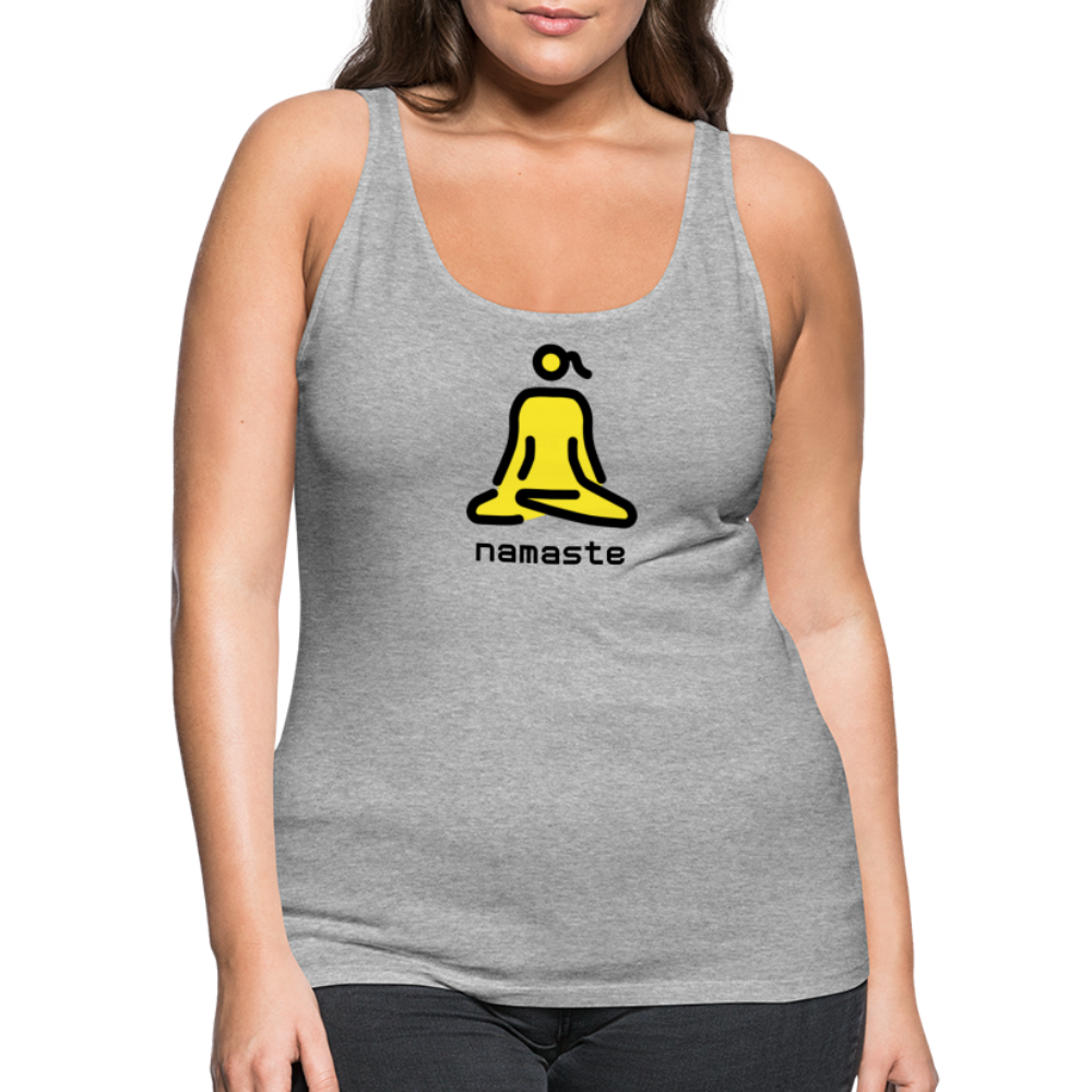 Customizable Woman in Lotus Position Moji + Namaste Text Women’s Cut Premium Tank Top - Emoji.Express - heather gray