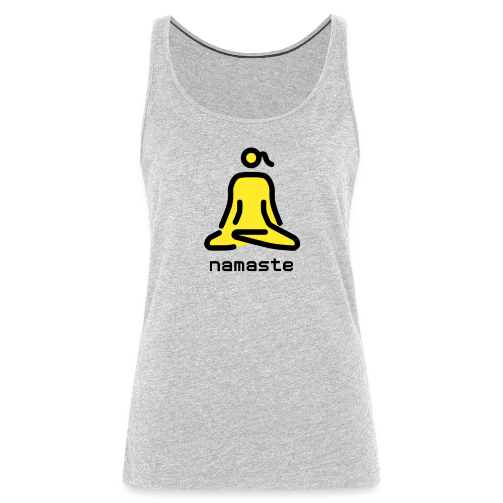 Customizable Woman in Lotus Position Moji + Namaste Text Women’s Cut Premium Tank Top - Emoji.Express - heather gray