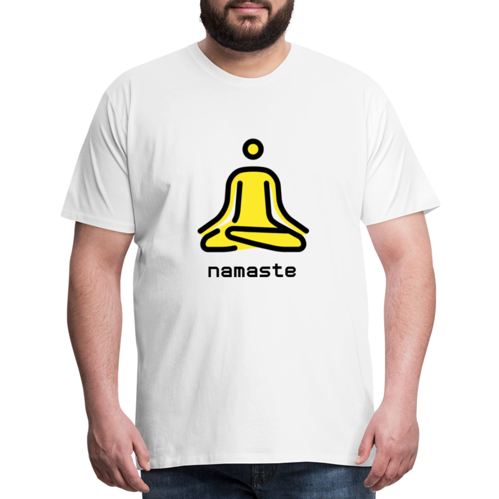 Customizable Person in Lotus Position Moji + Namaste Text Men's Cut Premium T-Shirt - Emoji.Express - white