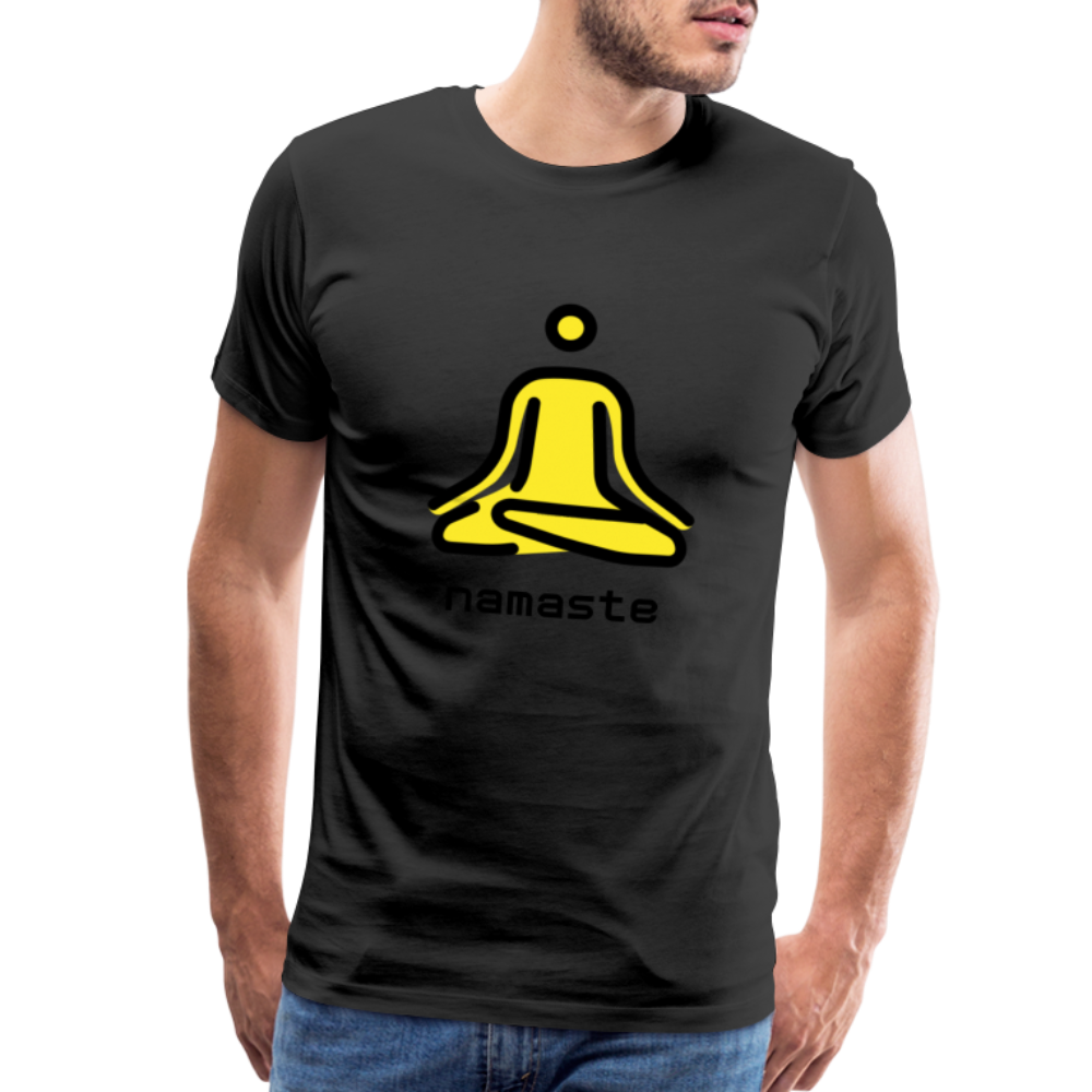 Customizable Person in Lotus Position Moji + Namaste Text Men's Cut Premium T-Shirt - Emoji.Express - black