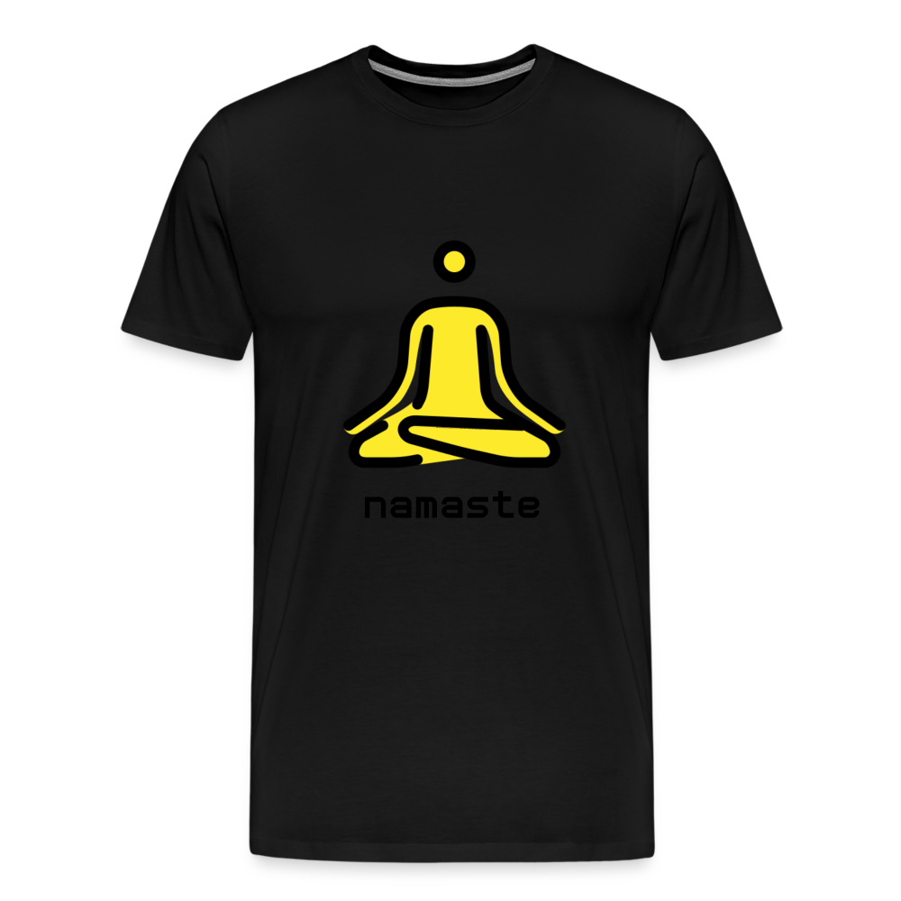 Customizable Person in Lotus Position Moji + Namaste Text Men's Cut Premium T-Shirt - Emoji.Express - black