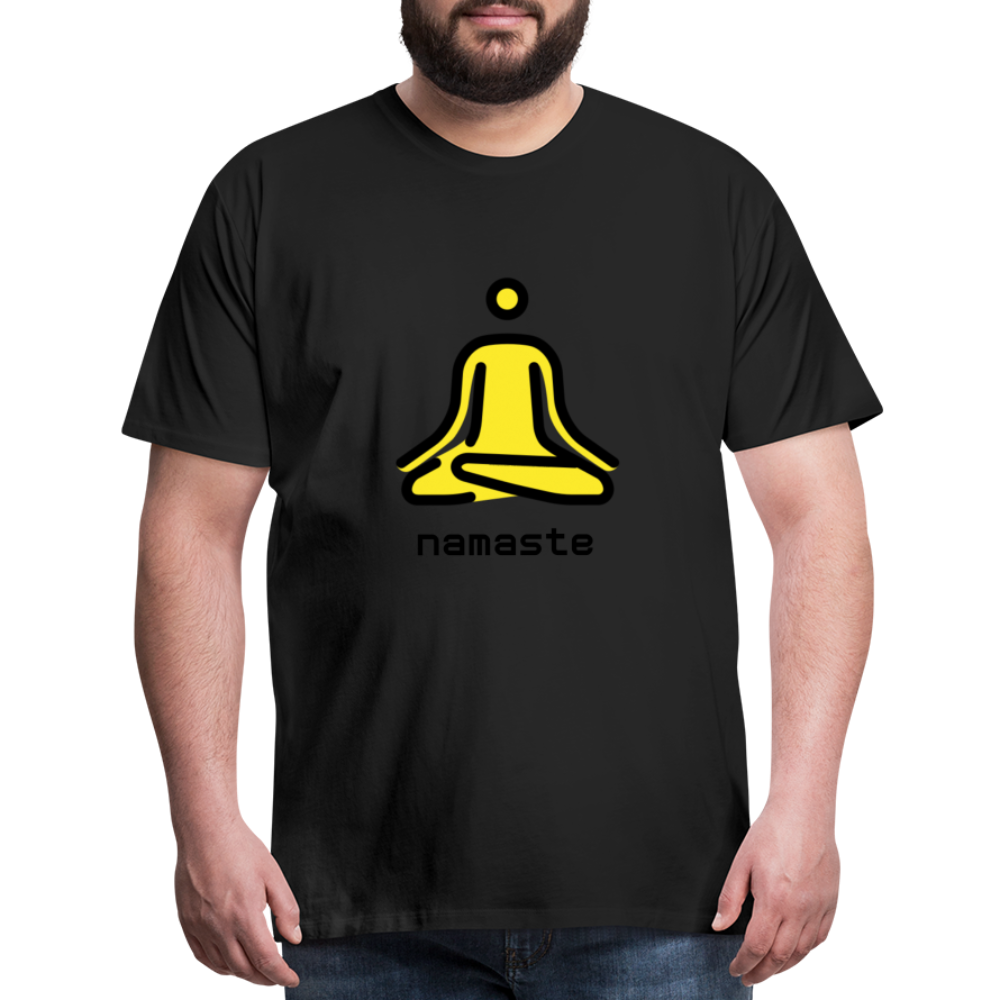 Customizable Person in Lotus Position Moji + Namaste Text Men's Cut Premium T-Shirt - Emoji.Express - black