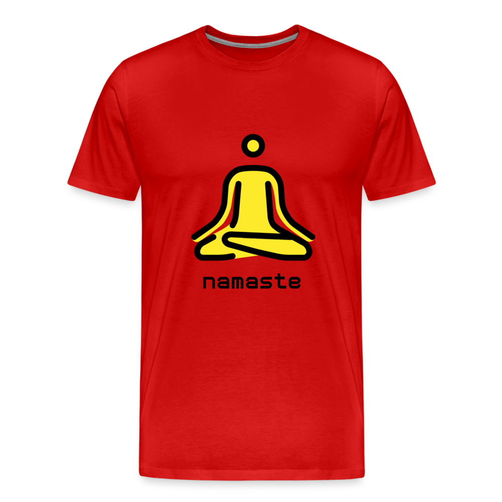 Customizable Person in Lotus Position Moji + Namaste Text Men's Cut Premium T-Shirt - Emoji.Express - red