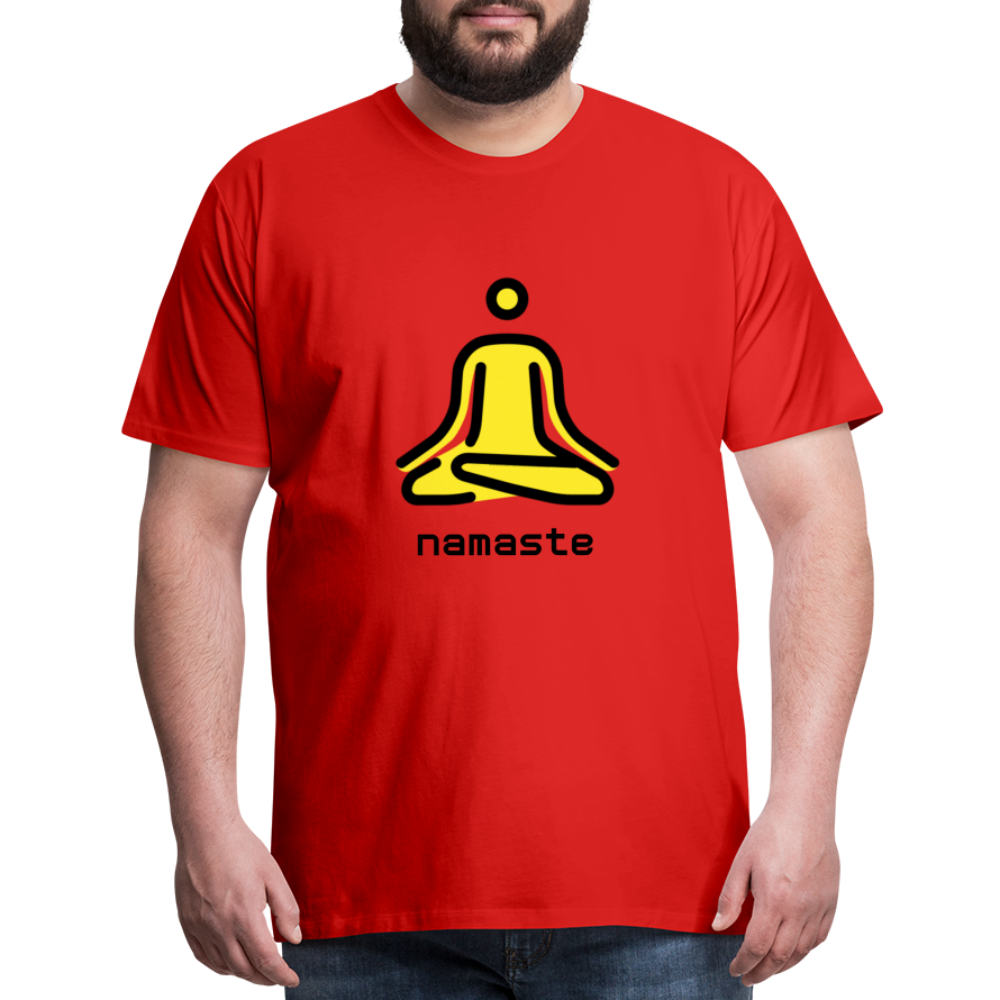 Customizable Person in Lotus Position Moji + Namaste Text Men's Cut Premium T-Shirt - Emoji.Express - red