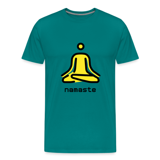 Customizable Person in Lotus Position Moji + Namaste Text Men's Cut Premium T-Shirt - Emoji.Express - teal