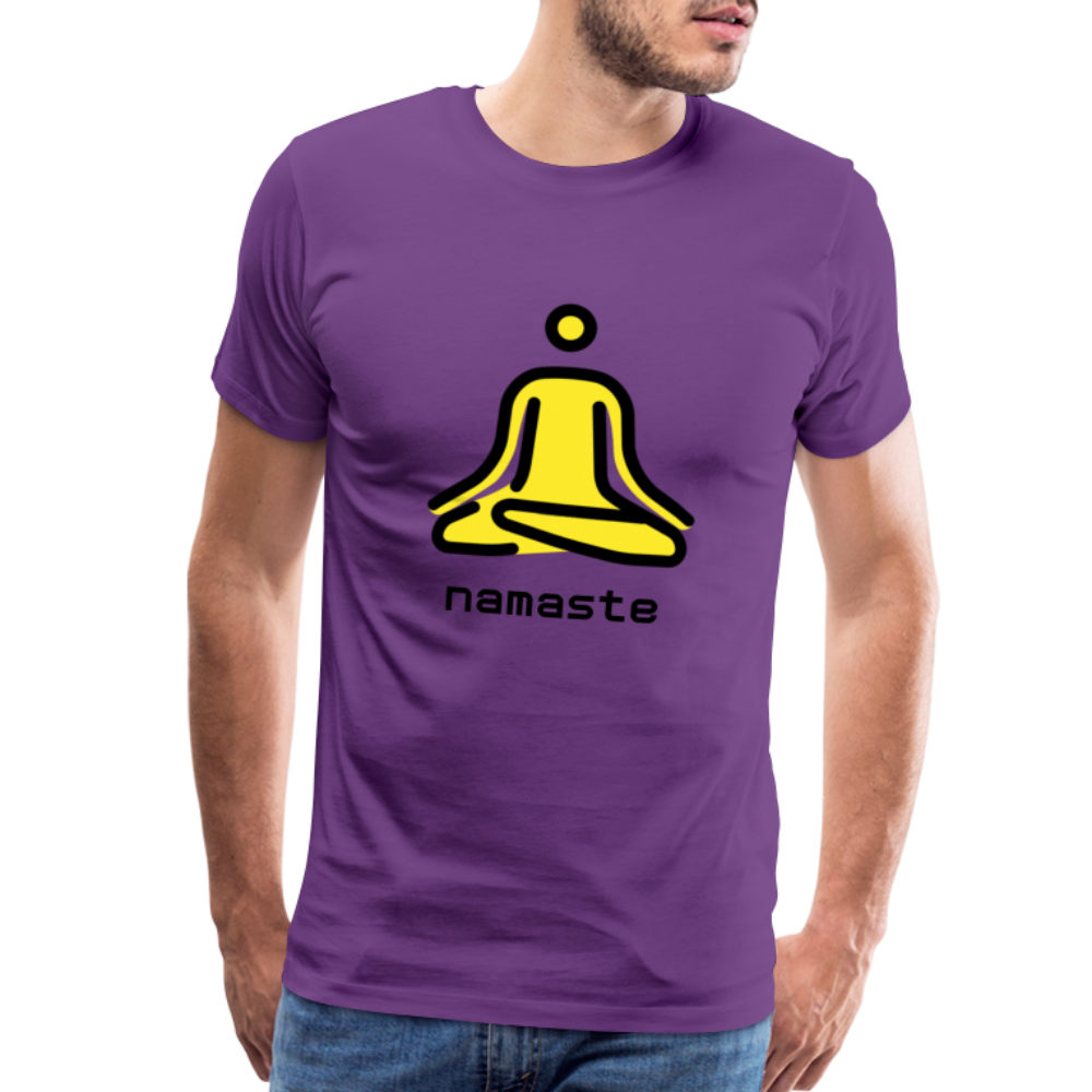 Customizable Person in Lotus Position Moji + Namaste Text Men's Cut Premium T-Shirt - Emoji.Express - purple