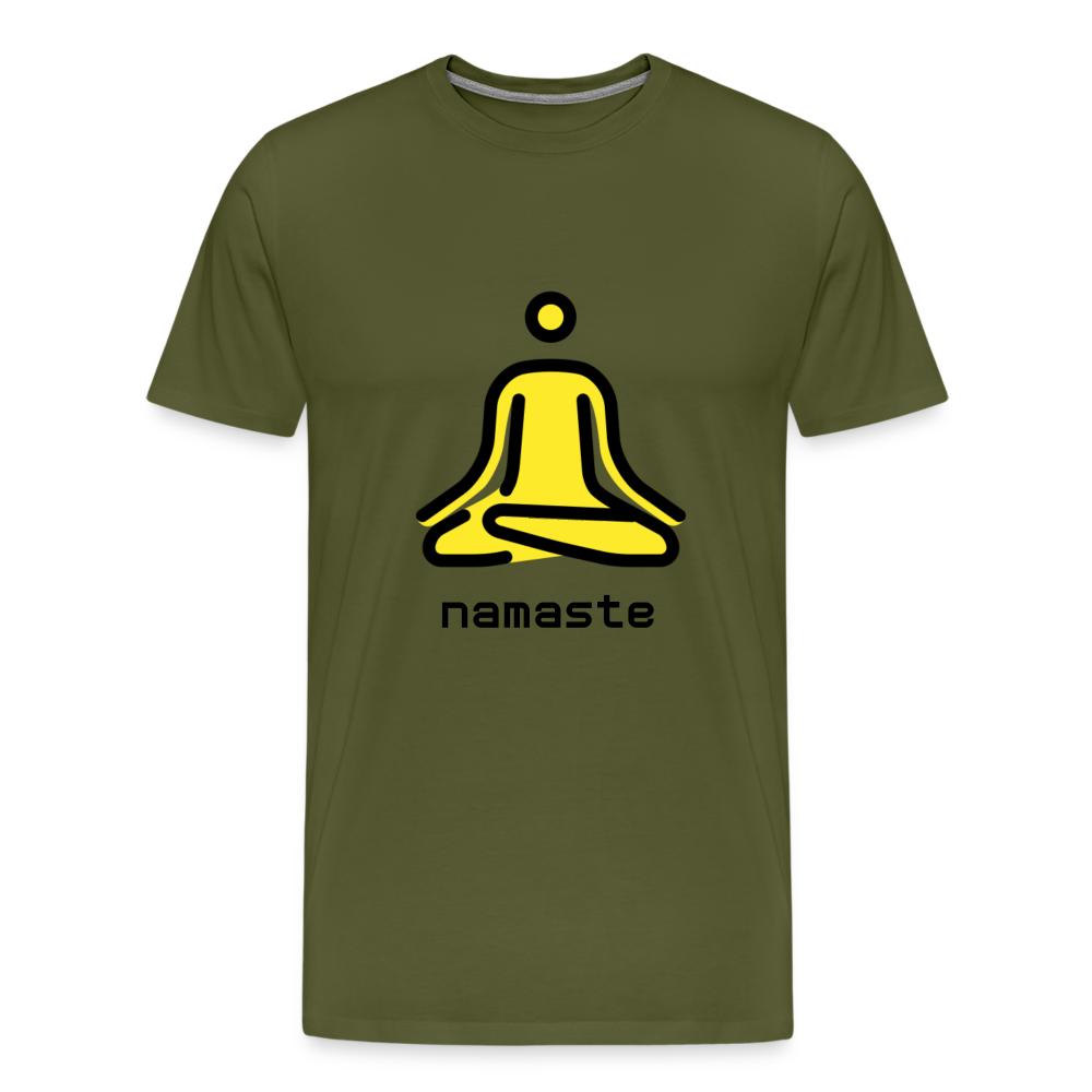 Customizable Person in Lotus Position Moji + Namaste Text Men's Cut Premium T-Shirt - Emoji.Express - olive green