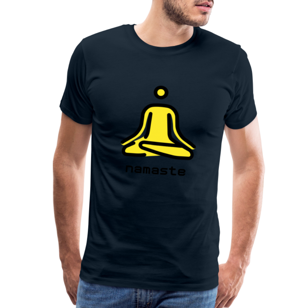 Customizable Person in Lotus Position Moji + Namaste Text Men's Cut Premium T-Shirt - Emoji.Express - deep navy