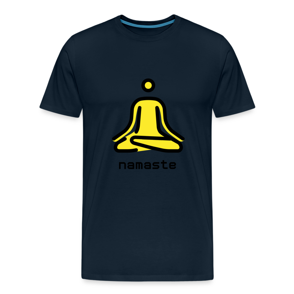 Customizable Person in Lotus Position Moji + Namaste Text Men's Cut Premium T-Shirt - Emoji.Express - deep navy