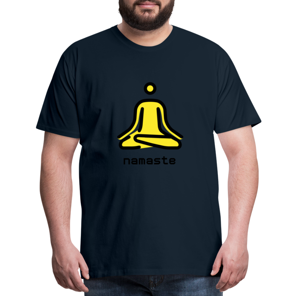 Customizable Person in Lotus Position Moji + Namaste Text Men's Cut Premium T-Shirt - Emoji.Express - deep navy