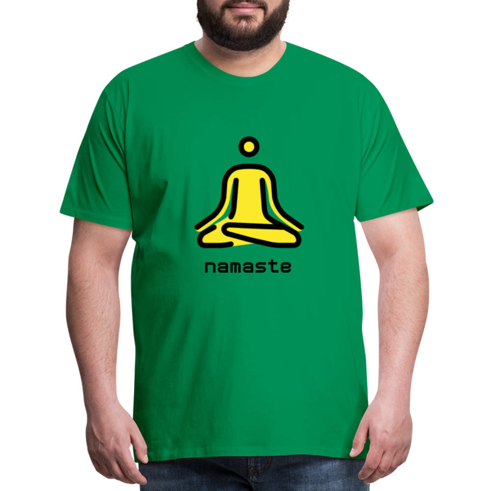 Customizable Person in Lotus Position Moji + Namaste Text Men's Cut Premium T-Shirt - Emoji.Express - kelly green