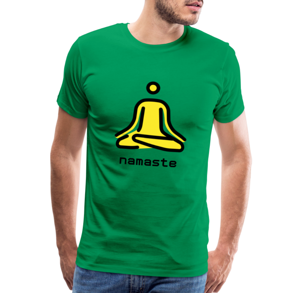 Customizable Person in Lotus Position Moji + Namaste Text Men's Cut Premium T-Shirt - Emoji.Express - kelly green