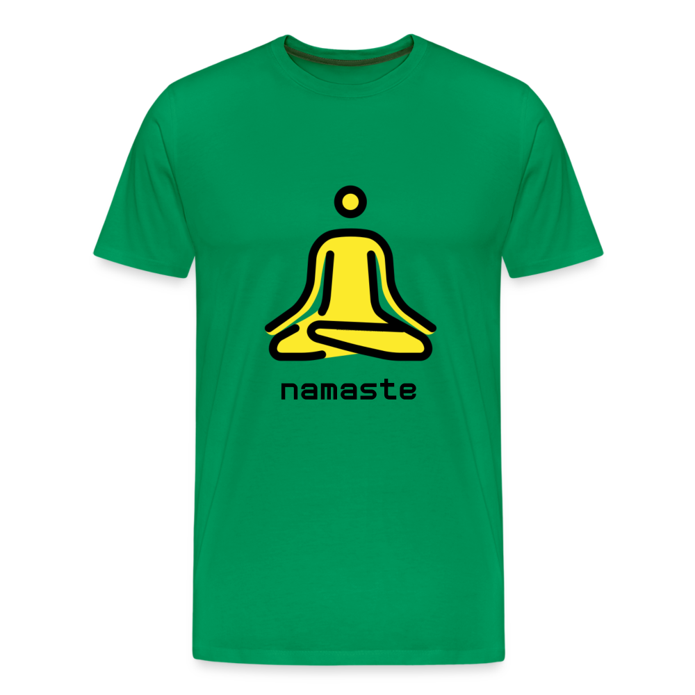 Customizable Person in Lotus Position Moji + Namaste Text Men's Cut Premium T-Shirt - Emoji.Express - kelly green