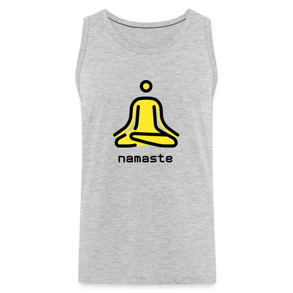 Customizable Person in Lotus Position Moji + Namaste Text Men's Cut Premium Tank - Emoji.Express - heather gray