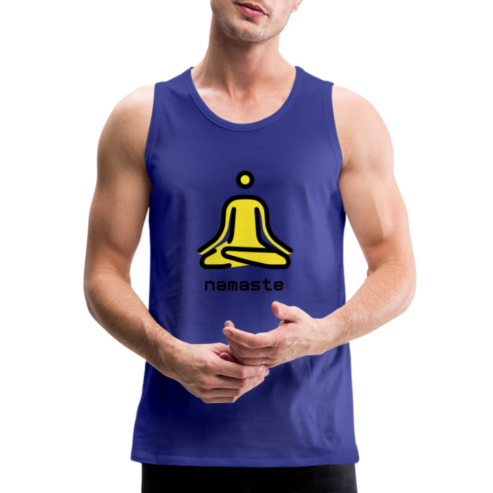 Customizable Person in Lotus Position Moji + Namaste Text Men's Cut Premium Tank - Emoji.Express - royal blue