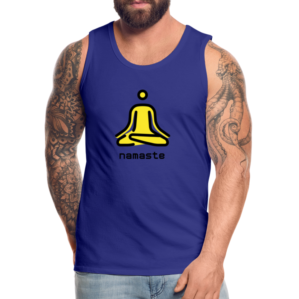 Customizable Person in Lotus Position Moji + Namaste Text Men's Cut Premium Tank - Emoji.Express - royal blue