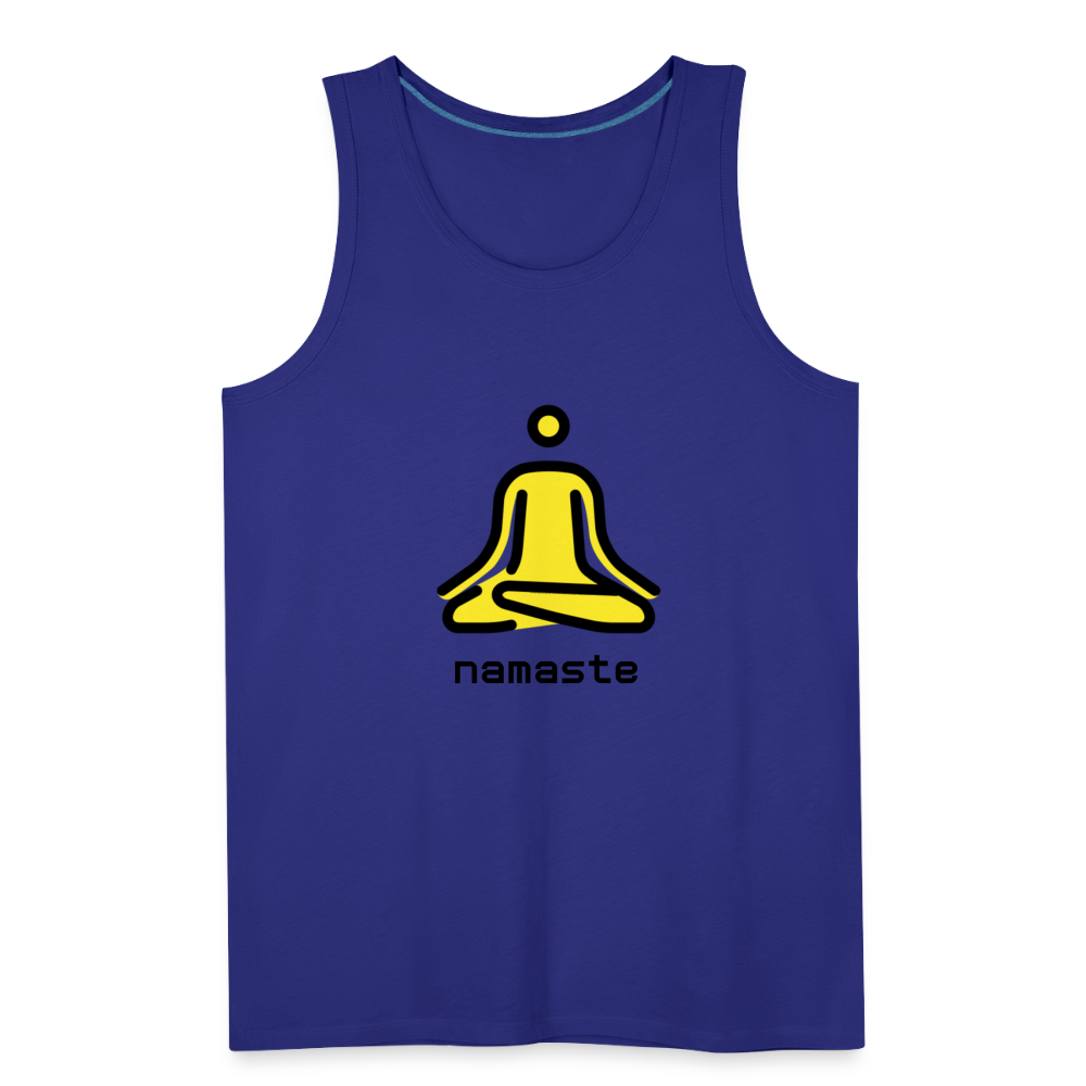 Customizable Person in Lotus Position Moji + Namaste Text Men's Cut Premium Tank - Emoji.Express - royal blue