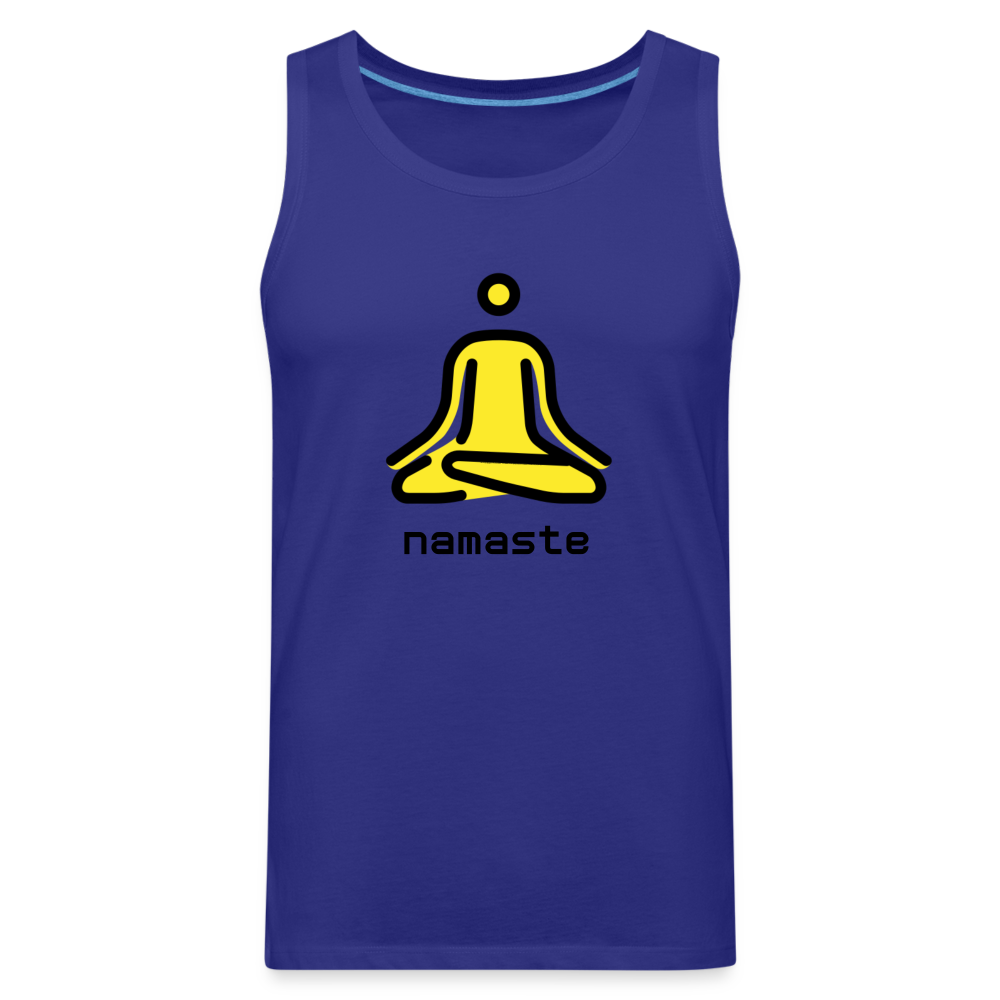 Customizable Person in Lotus Position Moji + Namaste Text Men's Cut Premium Tank - Emoji.Express - royal blue