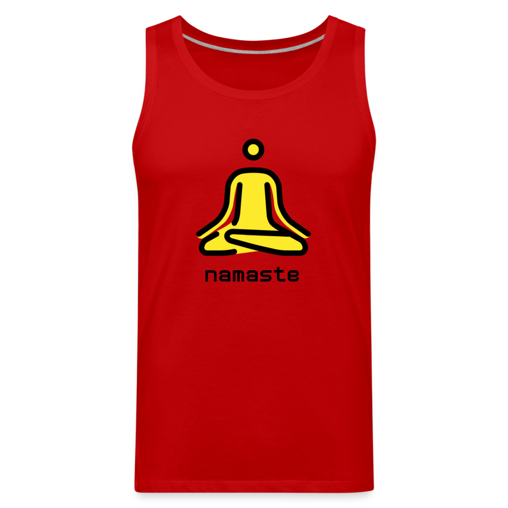 Customizable Person in Lotus Position Moji + Namaste Text Men's Cut Premium Tank - Emoji.Express - red