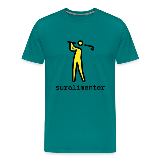 Customizable Person Golfing Moji + Suralimenter Text Men's Cut Premium T-Shirt - Emoji.Express - teal