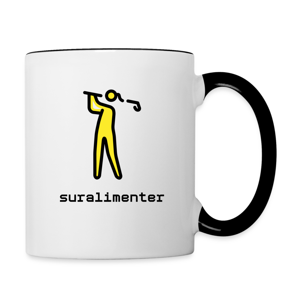 Customizable Woman Golfing Moji + Suralimenter Text (Two-Sided) Contrast Coffee Mug - Emoji.Express - white/black