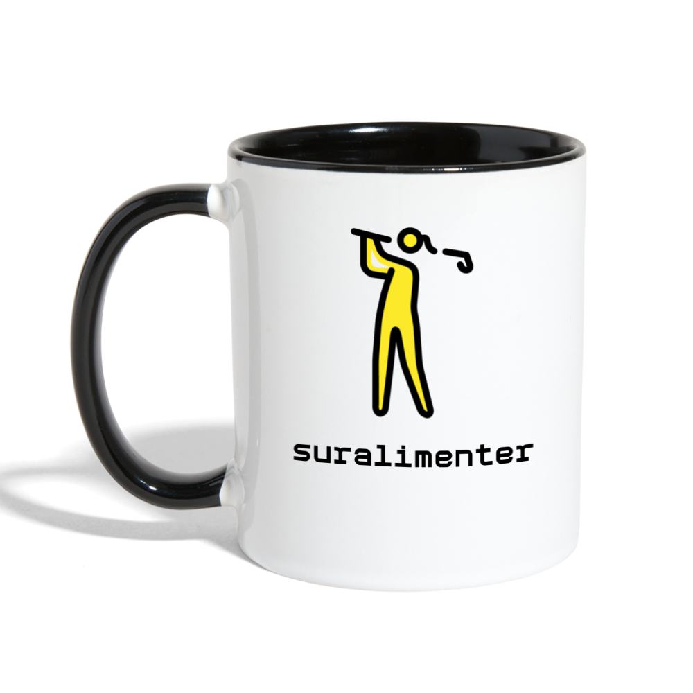 Customizable Woman Golfing Moji + Suralimenter Text (Two-Sided) Contrast Coffee Mug - Emoji.Express - white/black