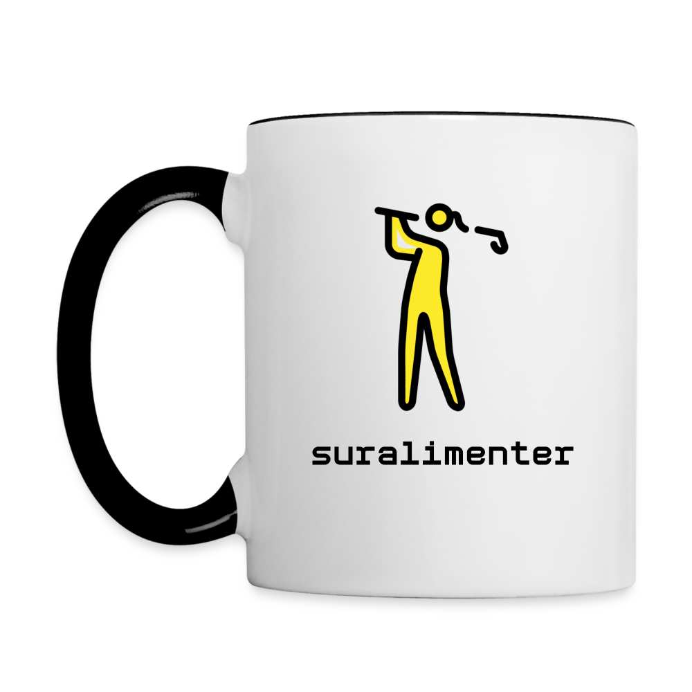 Customizable Woman Golfing Moji + Suralimenter Text (Two-Sided) Contrast Coffee Mug - Emoji.Express - white/black