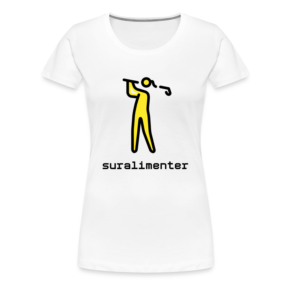 Customizable Person Golfing Moji + Suralimenter Text Women's Cut Premium T-Shirt - Emoji.Express - white