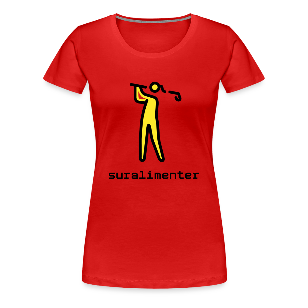 Customizable Person Golfing Moji + Suralimenter Text Women's Cut Premium T-Shirt - Emoji.Express - red