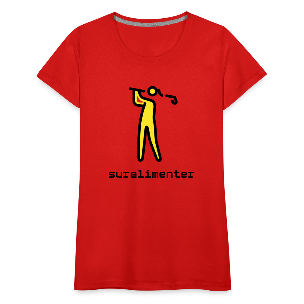 Customizable Person Golfing Moji + Suralimenter Text Women's Cut Premium T-Shirt - Emoji.Express - red