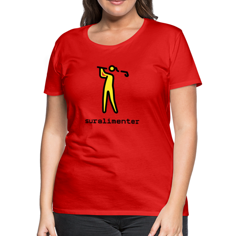 Customizable Person Golfing Moji + Suralimenter Text Women's Cut Premium T-Shirt - Emoji.Express - red