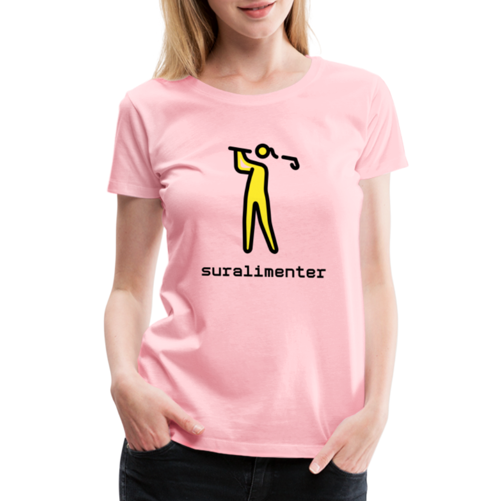 Customizable Person Golfing Moji + Suralimenter Text Women's Cut Premium T-Shirt - Emoji.Express - pink