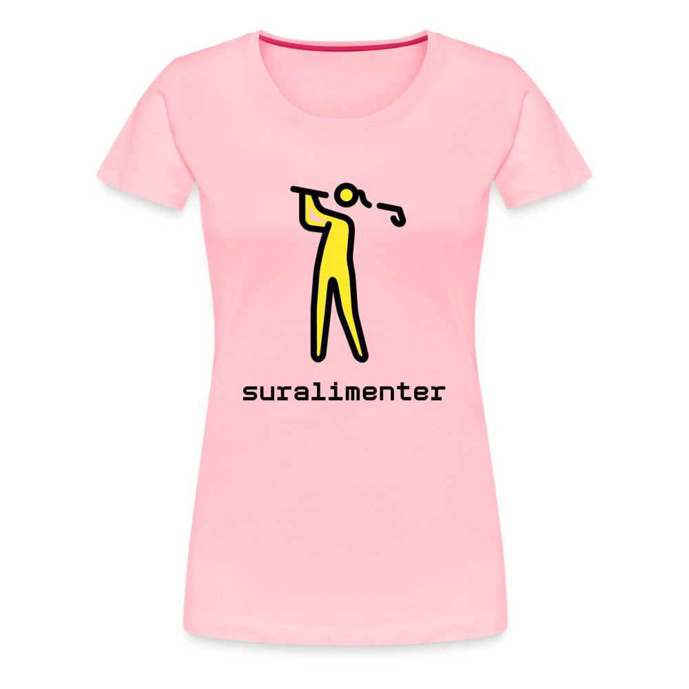 Customizable Person Golfing Moji + Suralimenter Text Women's Cut Premium T-Shirt - Emoji.Express - pink