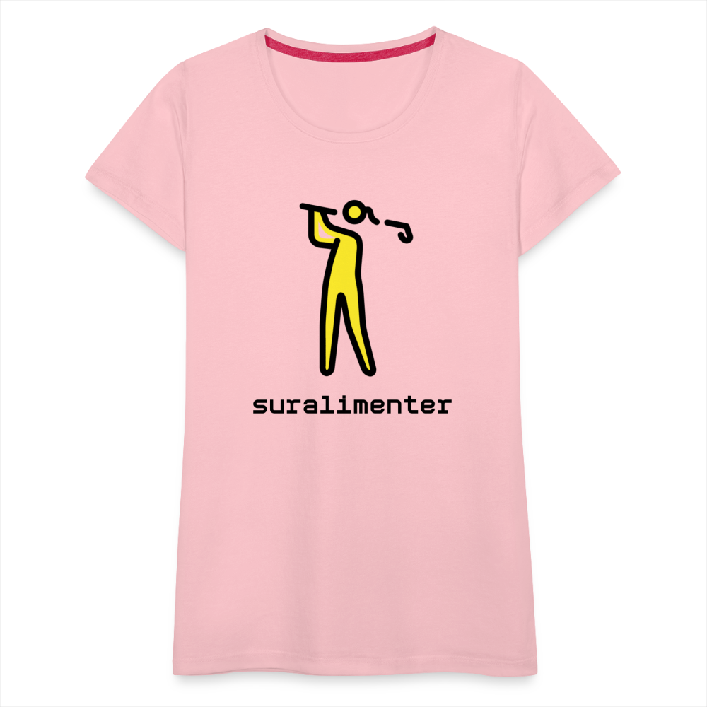 Customizable Person Golfing Moji + Suralimenter Text Women's Cut Premium T-Shirt - Emoji.Express - pink