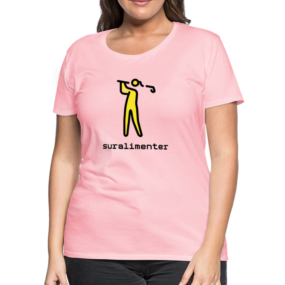 Customizable Person Golfing Moji + Suralimenter Text Women's Cut Premium T-Shirt - Emoji.Express - pink